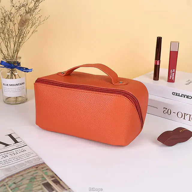 Large-Capacity Leather Cosmetic Bag